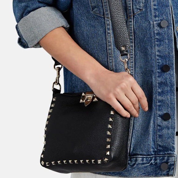 SOLD Valentino Black Pebbled Mini Messenger Bag - Picture 8 of 8